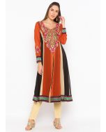 Readymade Multicolor Embroidered Kurta Set