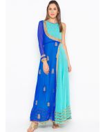 Blue Zari Embroidered Anarkali Kurta Set