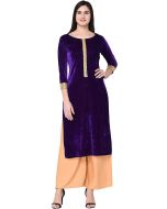 Readymade Purple Straight Cut Kurta Palazzo Set