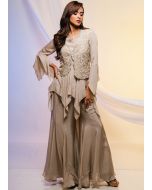 Readymade Grey Jacket Style Asymmetric Top & Palazzo