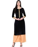 Black Readymade Straight Cut Kurta Palazzo Set