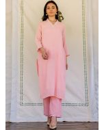 Readymade Pink Cotton Kurta Set