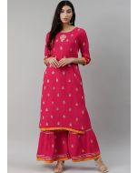 Readymade Pink Rayon Kurta & Sharara