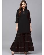 Readymade Black Gota Patti Kurti & Sharara