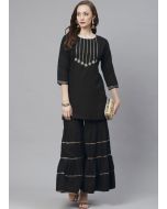 Readymade Black Gota Patti Kurti & Sharara