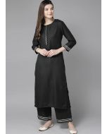 Readymade Black Rayon Gota Patti Kurta & Palazzo