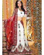 Buy Embroidered White Indian Bridal Net Lehenga Choli Online