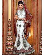 Shop for Embroidered White Net Fish Cut Lehenga Choli Online in USA