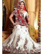 Net White Embroidered Lehenga 