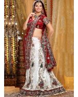 Embroidered White Net Lehenga