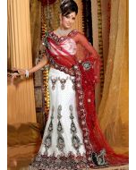 Embroidered Net White Lehenga