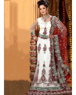 Net White Embroidered Lehenga 