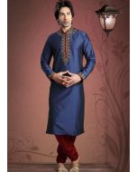 Readymade Blue Art Silk Kurta Pyjama