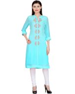 Blue Embroidered Slit Style Kurta Set