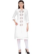 White Embroidered Kurta Set In Georgette