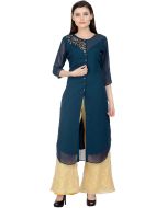 Blue Embroidered Slit Style Kurta Set