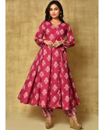 Pink Angrakha Style Kurta Set In Digital Print