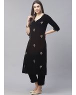 Black Readymade Velvet Kurta & Pant