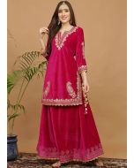 Pink Readymade Embroidered Skirt Set