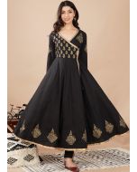 Black Readymade Angrakha Style Suit