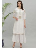 White Embroidered Kurta Palazzo Set