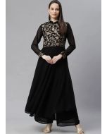 Black Georgette Flared Palazzo Kurta Set