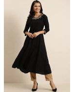 Readymade Black Rayon Pant Kurta Set