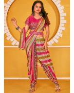 Multicolor Sequinned Dhoti Indo Western Saree With Top