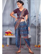 Readymade Blue Indo Western Sequinned Dhoti & Top