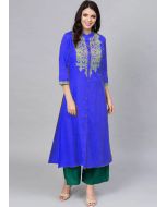 Blue Reyon Readymade Kurta & Palazzo