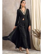 Black Velvet Long Indo Western Tunics Online With Pant