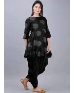 Black Peplum Style Kurti With Dhoti