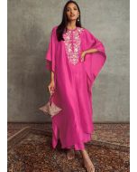 Pink Art Silk Kaftan Style Kurta Set