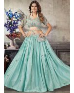 Green Embroidered Readymade Skirt Set