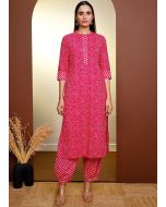 Pink Bandhej Printed Kurta & Salwar