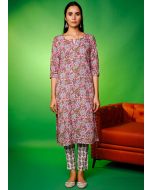 Pink Floral Printed Pant & Kurta