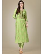 Green Readymade Printed Kurta & Pant