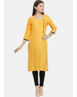 Yellow Readymade Plain Kurta Set