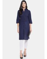 Blue Front Buttoned Kurta Set