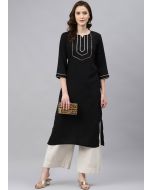 Readymade Black Rayon Kurta Set