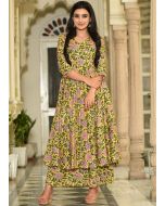 Yellow Digital Floral Print Kurta & Palazzo Set