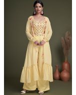 Yellow Embroidered Palazzo Set