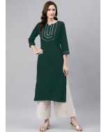 Green Readymade Laced Kurta Set