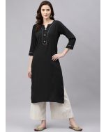 Black Laced Readymade Kurta Set