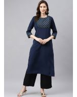 Navy Blue Laced Palazzo Kurta Set