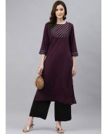 Readymade Purple Laced Kurta With Palazzo