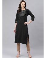 Black Laced Readymade Kurta Pant Set