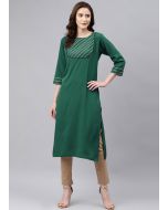 Green Readymade Laced Pant Kurta Set