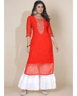 Red Embroidered Kurta Set