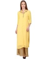 Yellow Thread Embroidered Kurta Set